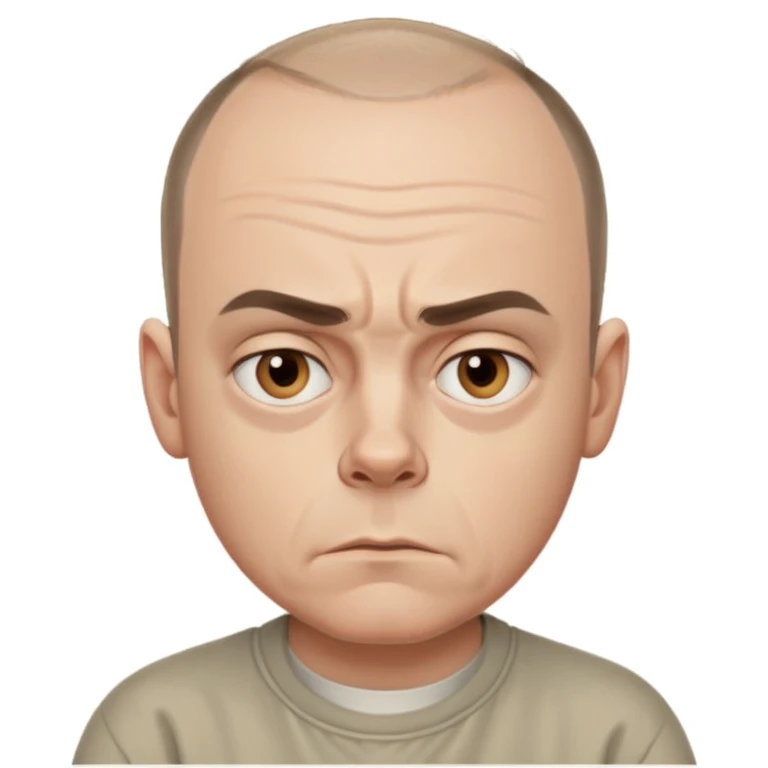 Carl from Sling Blade, serious expression, recognizable features, neutral background emoji