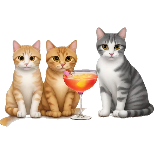 four cats at a cocktail bar emoji