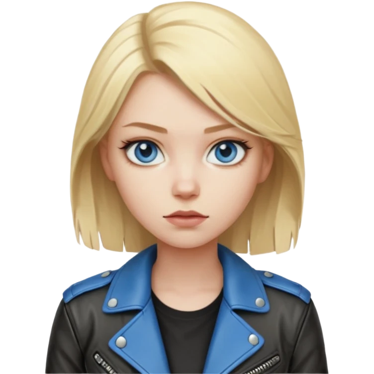 dessiner moi une fille assez rebelle et qui est blonde au yeux bleu emoji