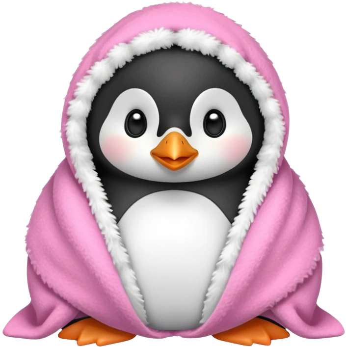 Cute penguin wrapped on pink blanket emoji