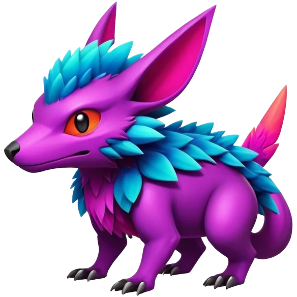 Dark bright neon colorful edgy exotic Fakémon-Pokémon-Vernid-creature emoji