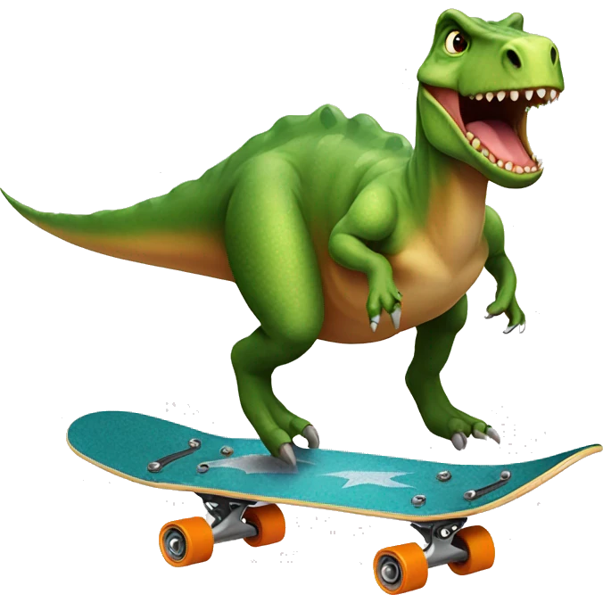 dinosaur riding a skateboard emoji