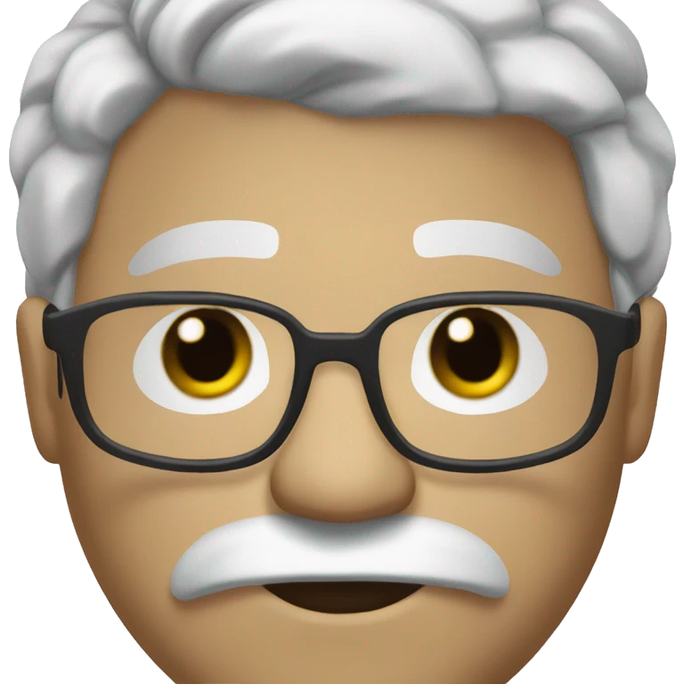 Fat man silvered hair black eyebrows with glasses emoji