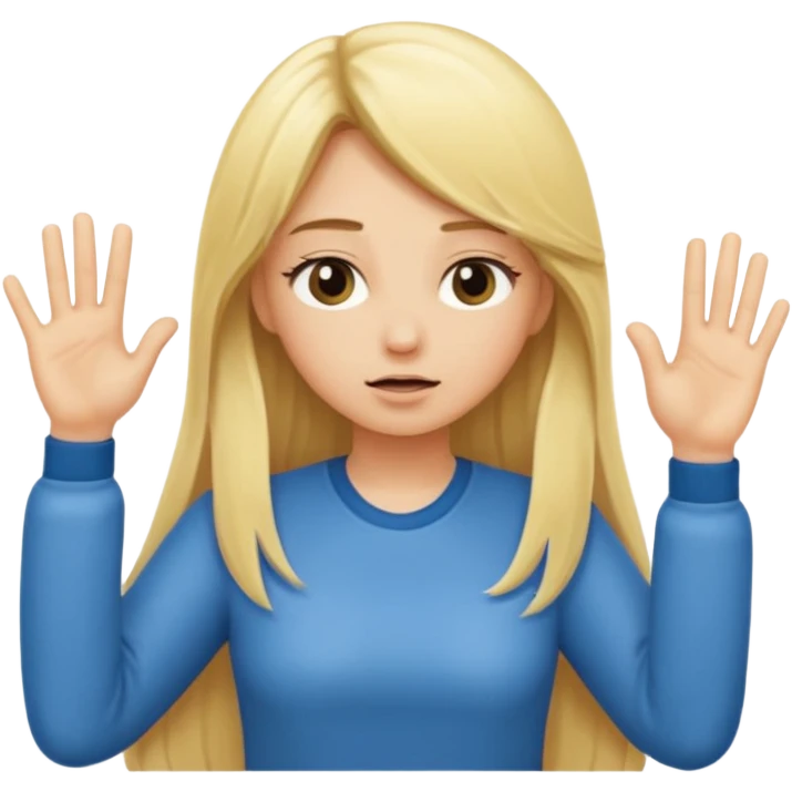 blonde cartoon girl long hair making time out gesture emoji