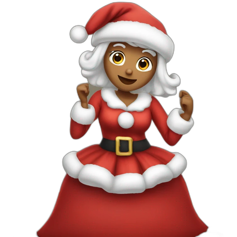 mrs santa claus dancing sitting on bed emoji