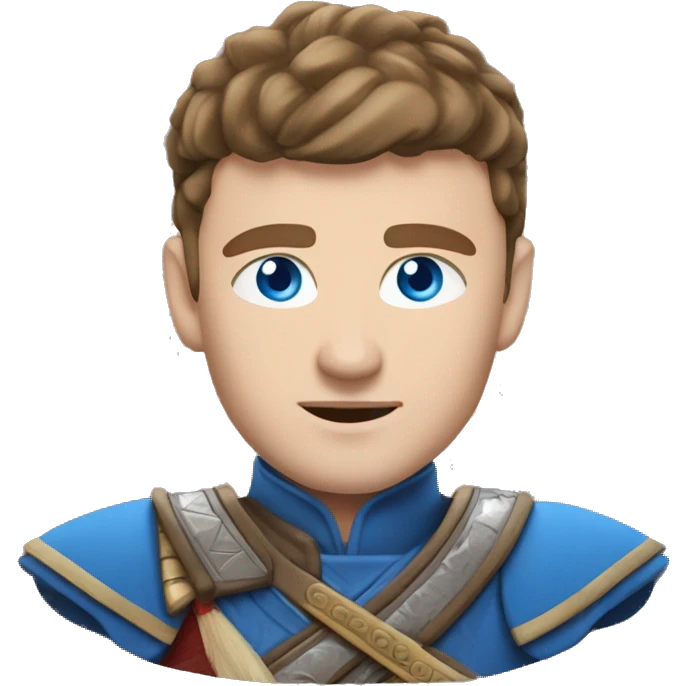 British white male with skin fade brown hair and blue eyes wearing a Mongolian warrior outfit emoji