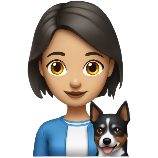 brunette girl with blue heeler emoji