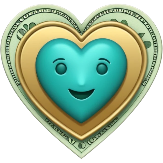 Teal heart with money emoji