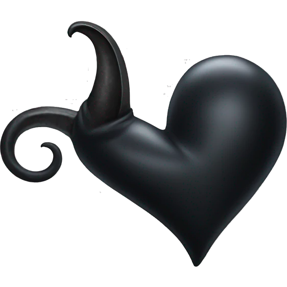 Total black heart with horn and tail  emoji