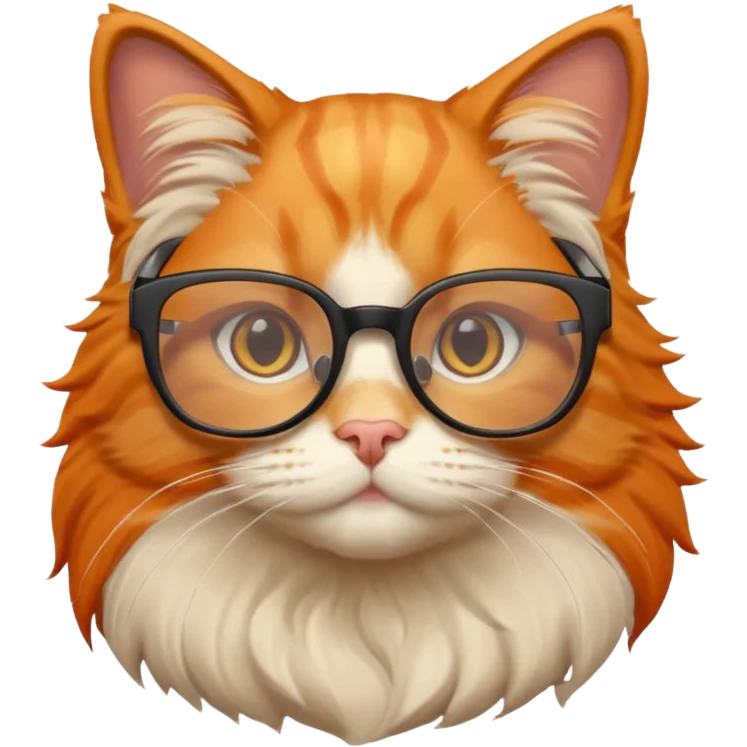 Orange cat wearing nerdy square glasses. emoji