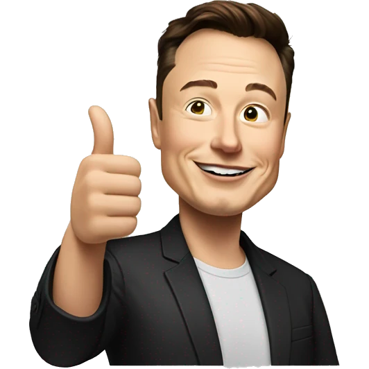 Elon Musk shows thumbs up emoji