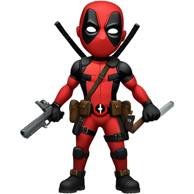 Deadpool red and black suit swords and guns emoji