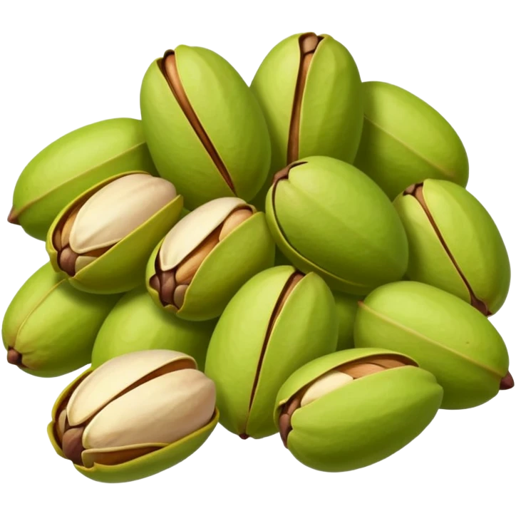 Heap of raw pistachio with shell, natural and organic, close-up view emoji