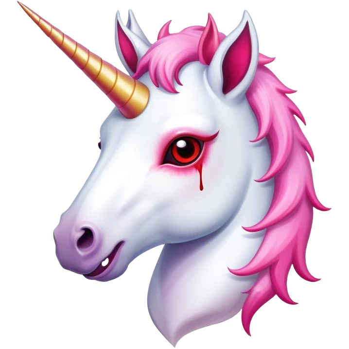 A scary bloody unicorn emoji