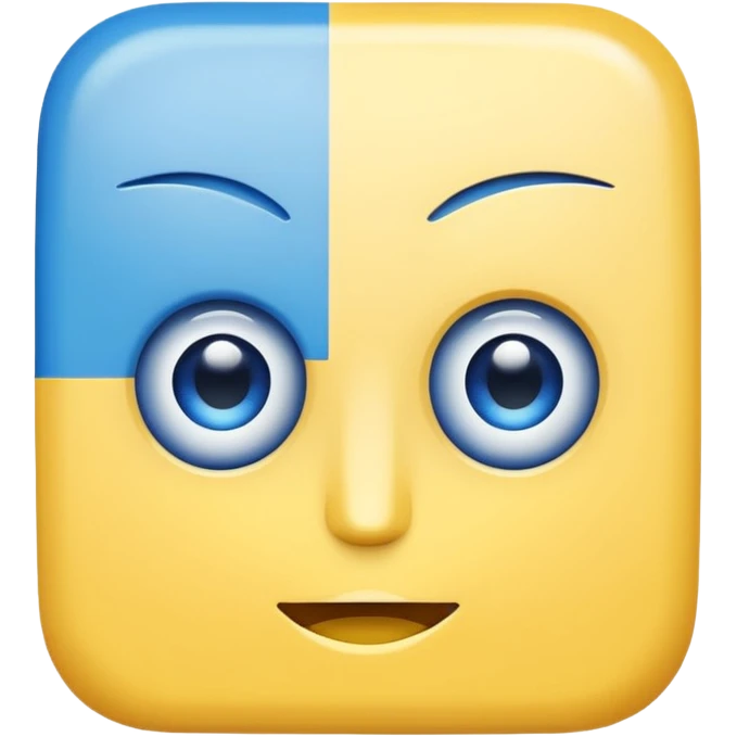 square with yellow body blue square eyes and mouth emoji