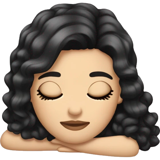 Coquette American black hair white girl sleeping  emoji