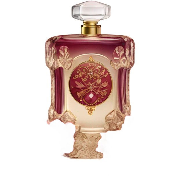 Burgundy vintage French style perfume bottle with red flowers  emoji