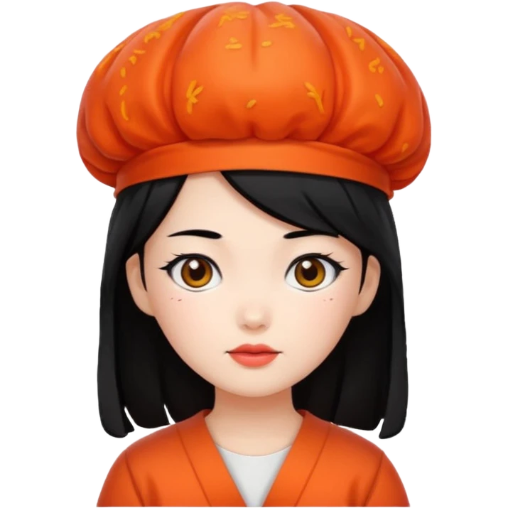 Wearing kimchi girl with black hair emoji