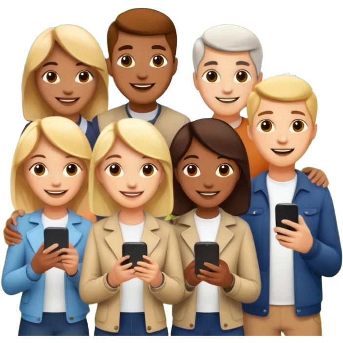 Crowd of People having phone in their hands emoji