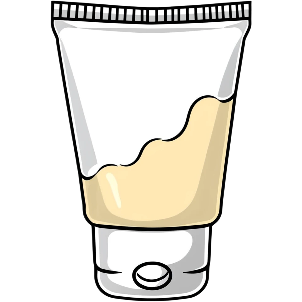 crumpled empty hand cream tube, flattened and wrinkled, cap on, no cream left emoji