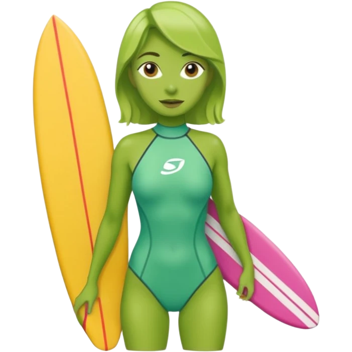 green skin woman with surfboard emoji