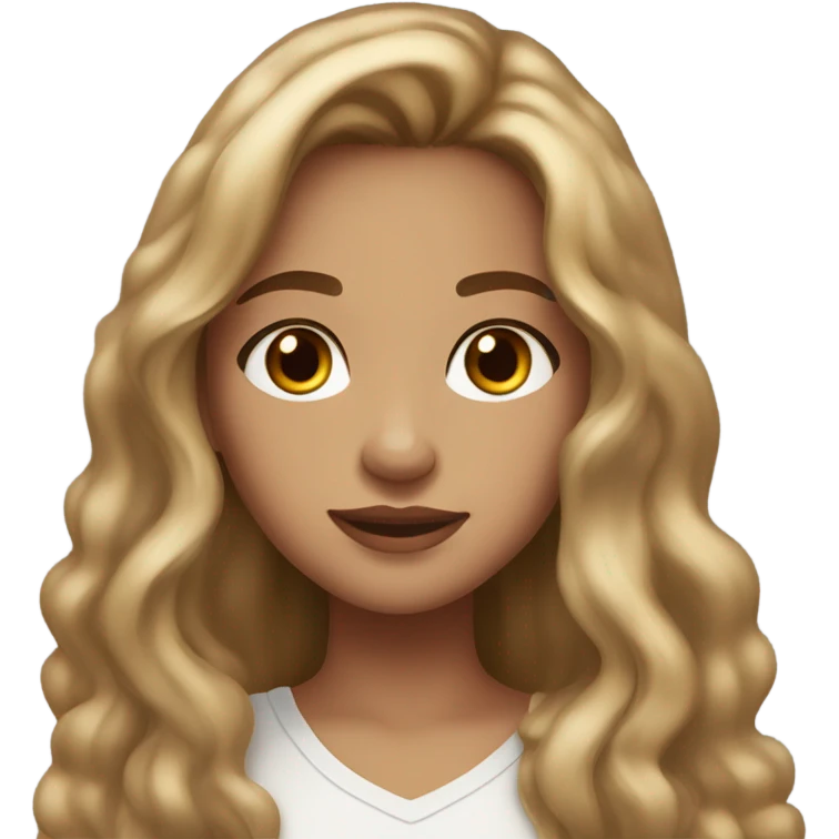 Girl with lightbrown long hair, brown eyes, lashes, light make up, olive sind, freckles  emoji
