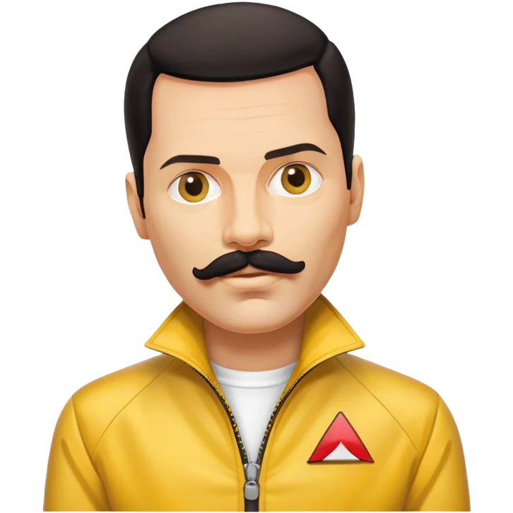 Freddie Mercury with mustache and yellow jacket emoji