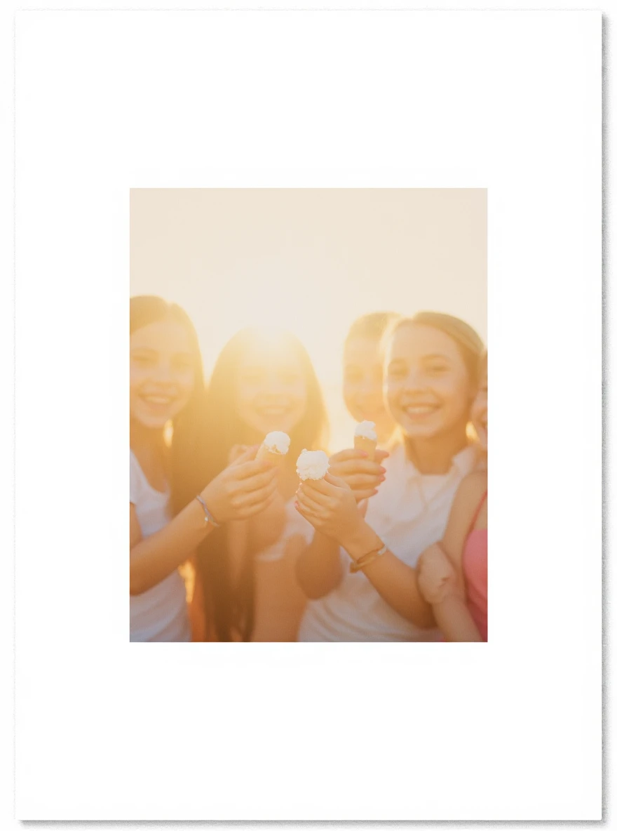 happy children with melting ice cream cones emoji