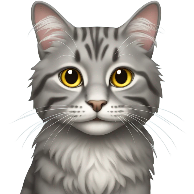 Grey long hair tabby cat emoji
