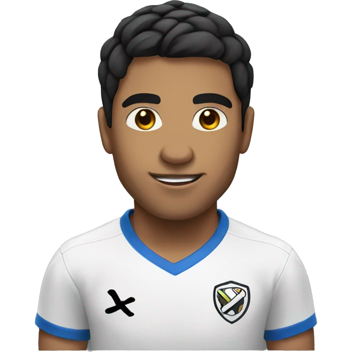 Man with medium tan skin with black hair and dark brown eyes playing soccer emoji
