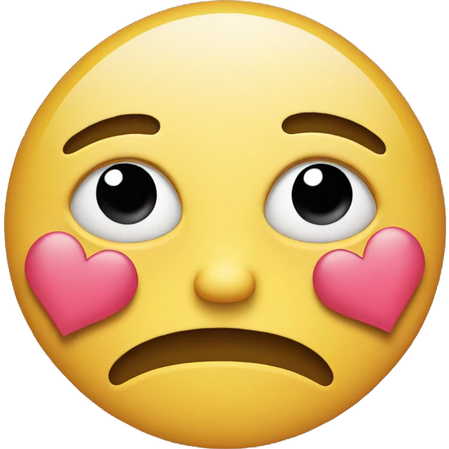 sad face with heart shaped hands  emoji