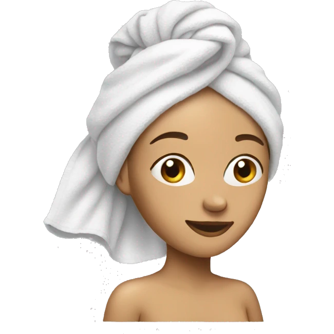 Woman holding a cell phone and wearing a towel on her head  emoji