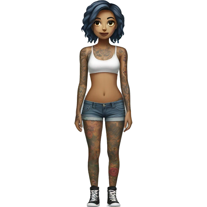 Full body Tattooed girl emoji