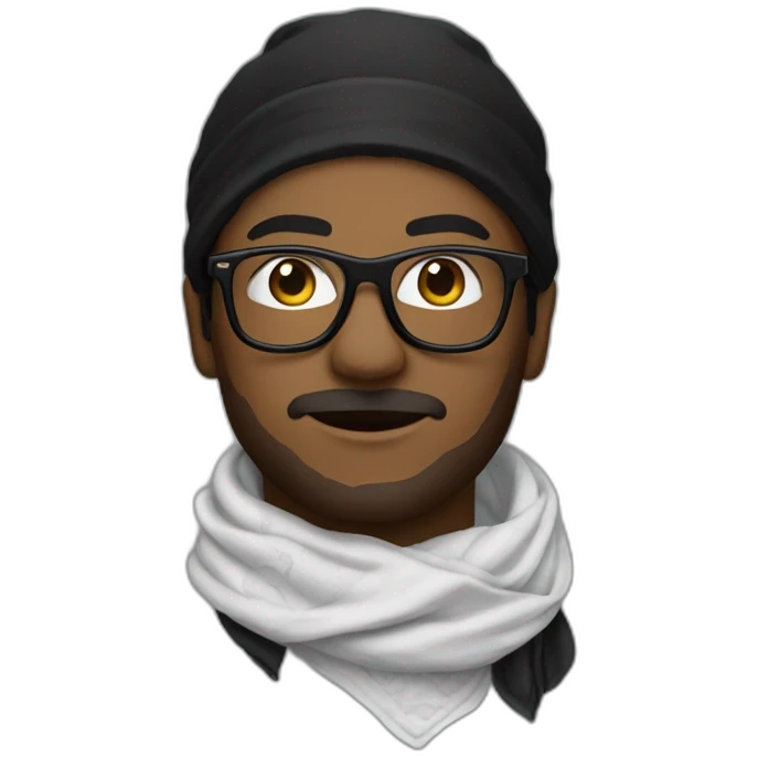 Hankjwimbleton black bandana with glasses and scarf emoji