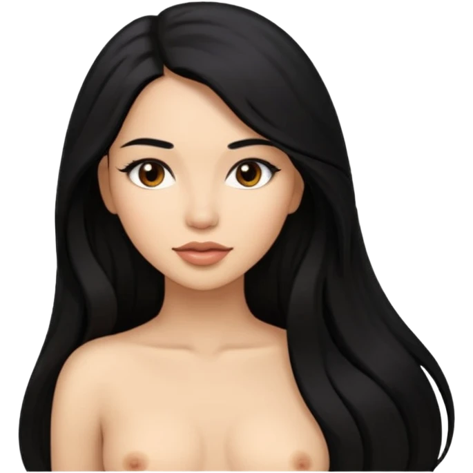 A Latina woman in a naked, long black hair emoji