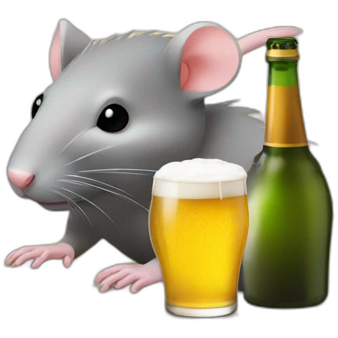 Rat boit une bière emoji