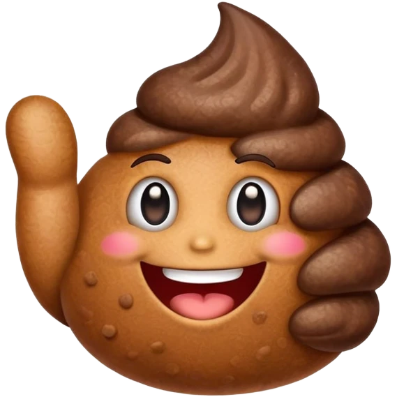 hand presenting a smiling poo emoji emoji