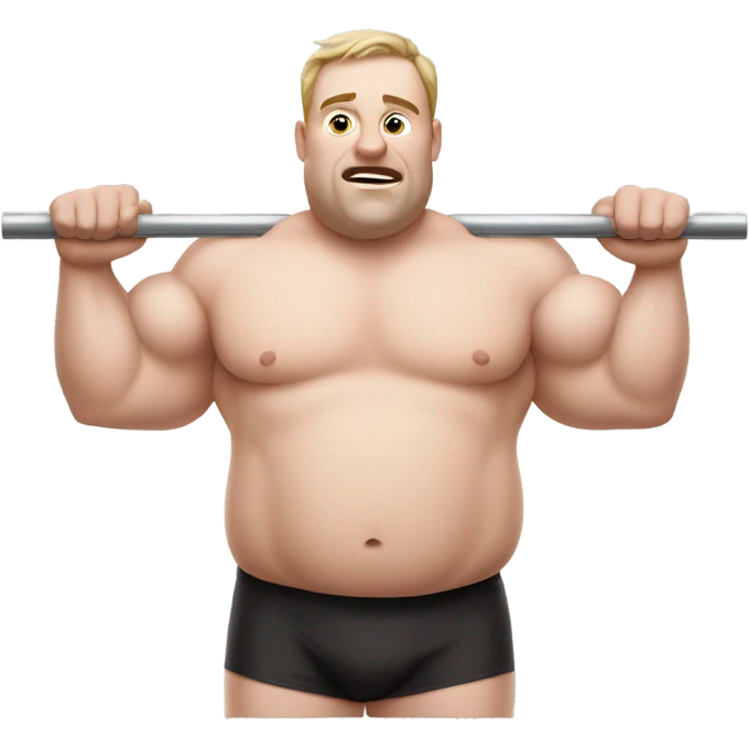 fat white guy shirtless doing pull ups emoji