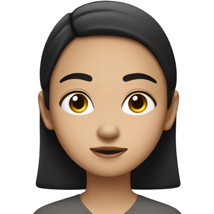 White teen girl with black hair meditating emoji