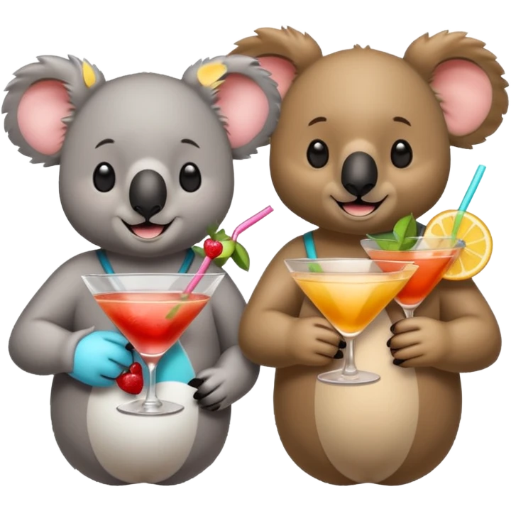 Koala and bear drinking cocktails emoji