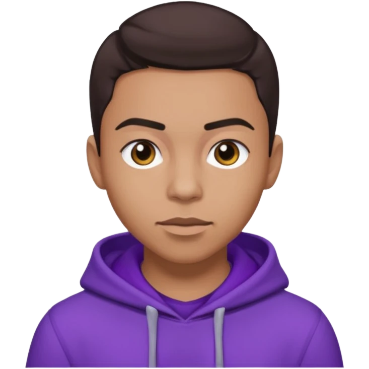 Quincy Brown with dark brown hair, light tan skin, purple outfit emoji