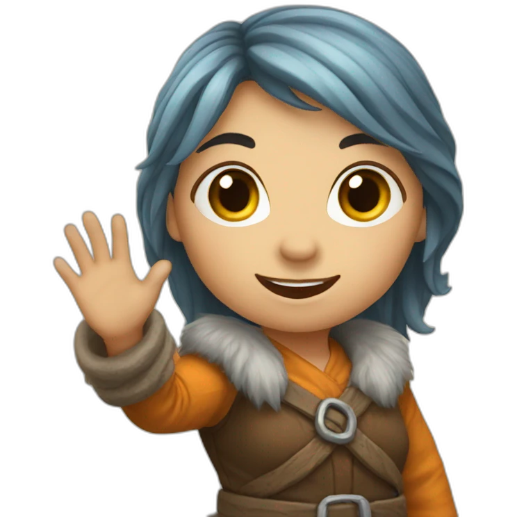 Dwarf girl waving emoji