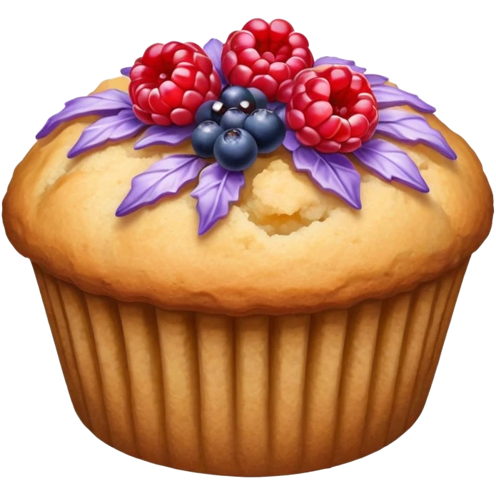 Lavender sprig muffin with berries and crystallized sugar emoji