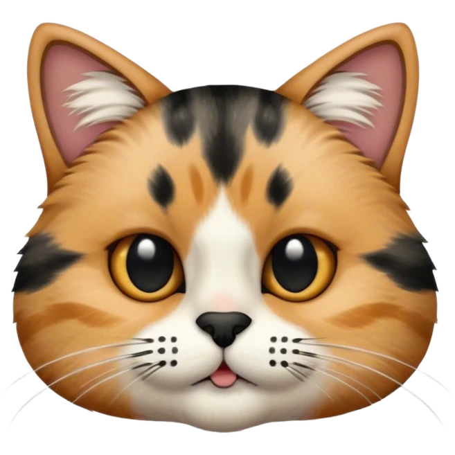 a cat black and white line a texdor and a point right neben her mouth and under her mouth in black emoji