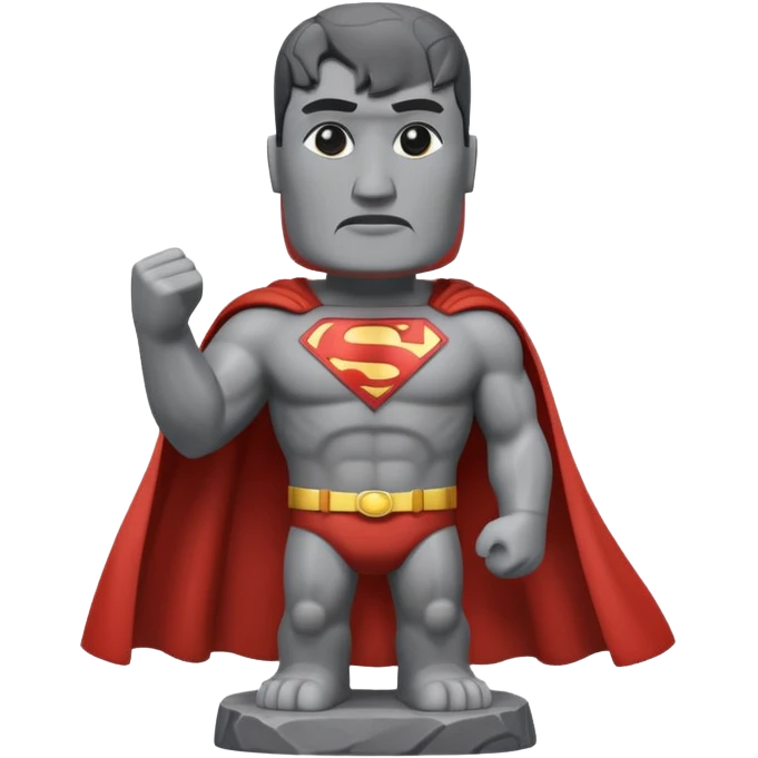 a moai emoji with a superman cape with the original face or the moai emoji with a super man saving people vibe like the superman there is some man waiting in the sky meme but the moai emoji