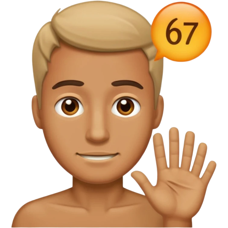 Guy saying 67 emoji