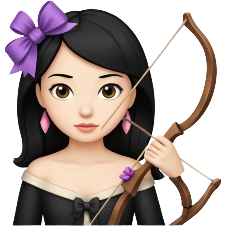 Creami una donna  con capelli neri con un arco emoji