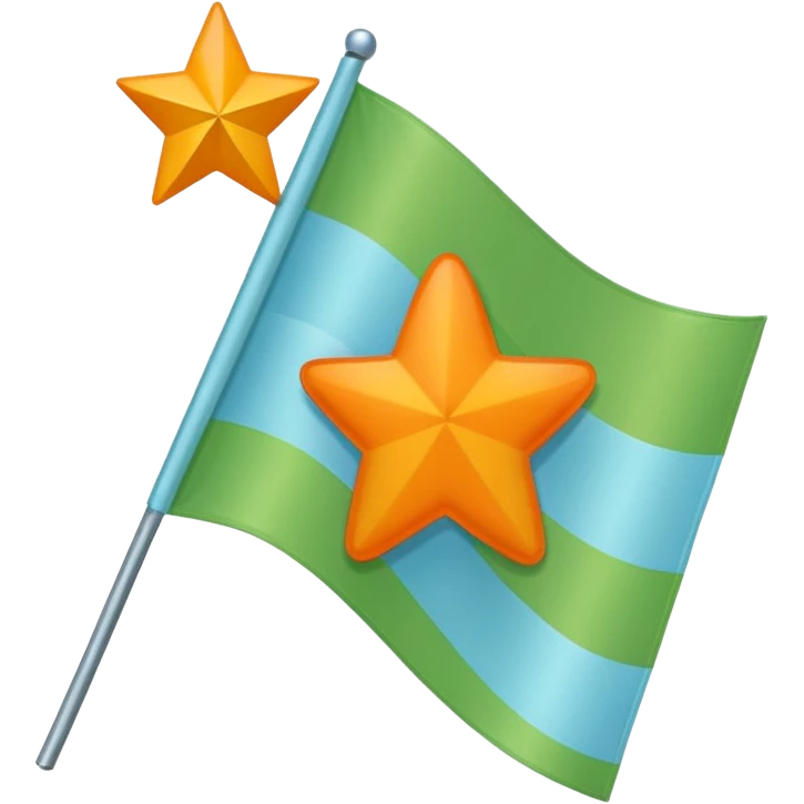 create a flag with orange star in the left and the light green in top and bottom and the light blue triangle left to Right and blue on the right up to down behind the light blue triangle emoji