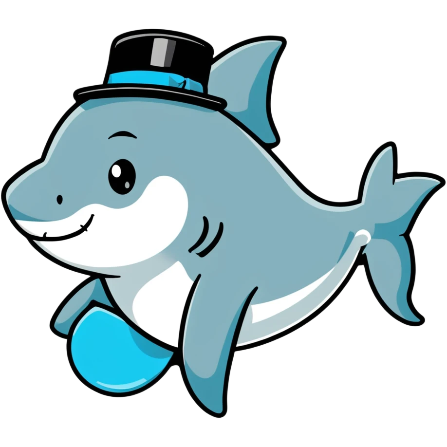 Shark with a top hat emoji