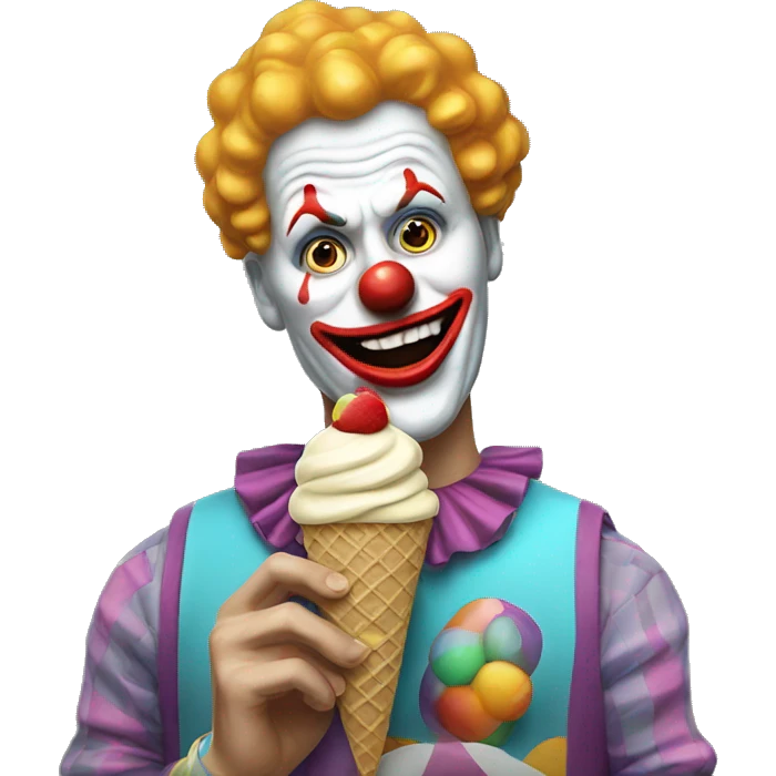 Art the clown holding a ice-cream  emoji